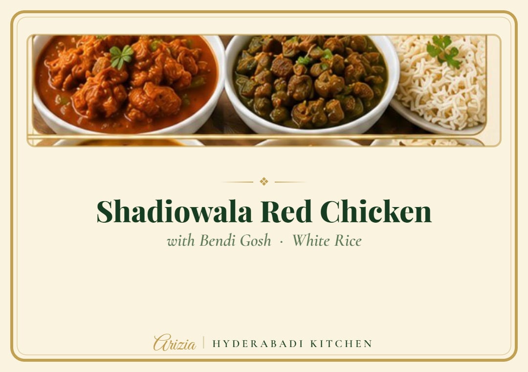 Shadiowala Red Chicken with Bendi Gosh — Served with white rice